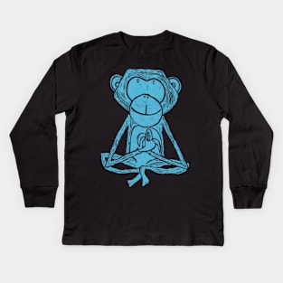 Monkey, Cheeky Monkey, blue Kids Long Sleeve T-Shirt